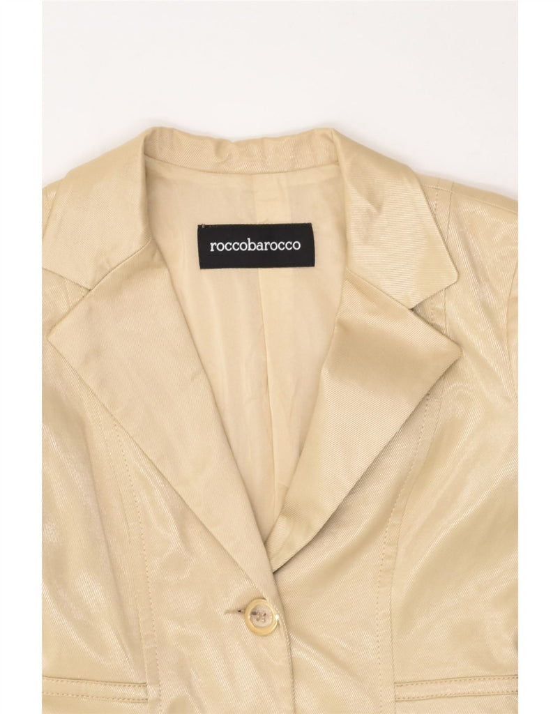 ROCCOBAROCCO Womens Overcoat UK 12 Medium Beige Polyester | Vintage Roccobarocco | Thrift | Second-Hand Roccobarocco | Used Clothing | Messina Hembry 