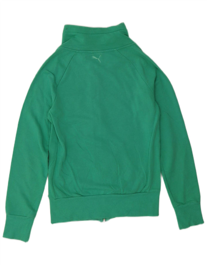 Puma Womens Graphic Tracksuit Top Jacket UK 10 Small Green Cotton