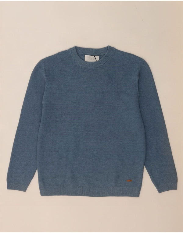 Zara Boys Crew Neck Jumper Sweater 11-12 Years Blue Cotton