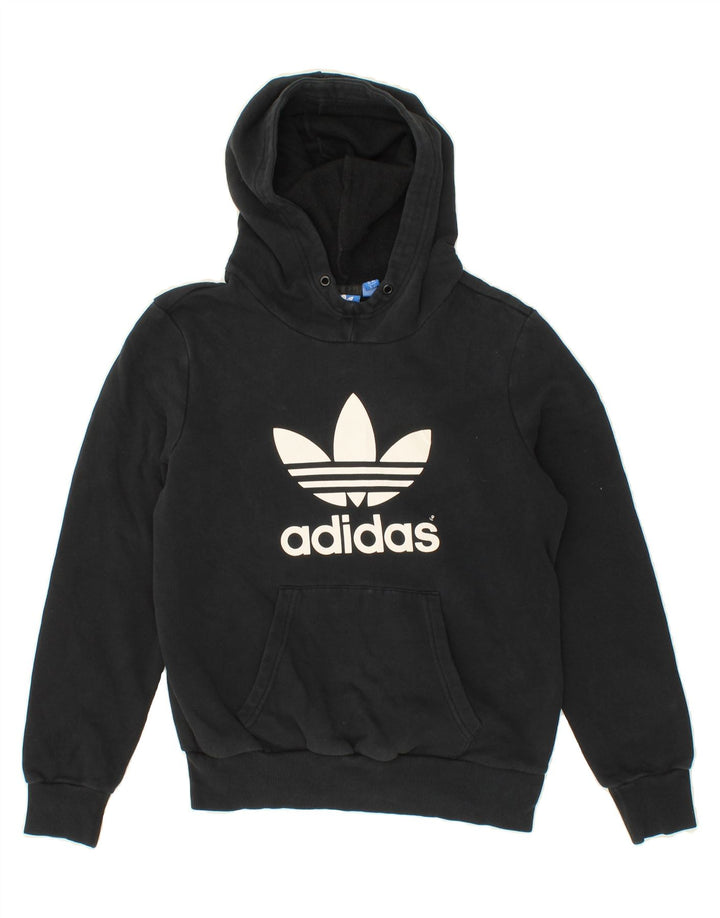 ADIDAS Womens Graphic Hoodie Jumper UK 12 Medium  Black Vintage Adidas and Second-Hand Adidas from Messina Hembry 