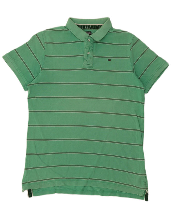 Tommy Hilfiger Mens Polo Shirt 2XL Green Striped Cotton