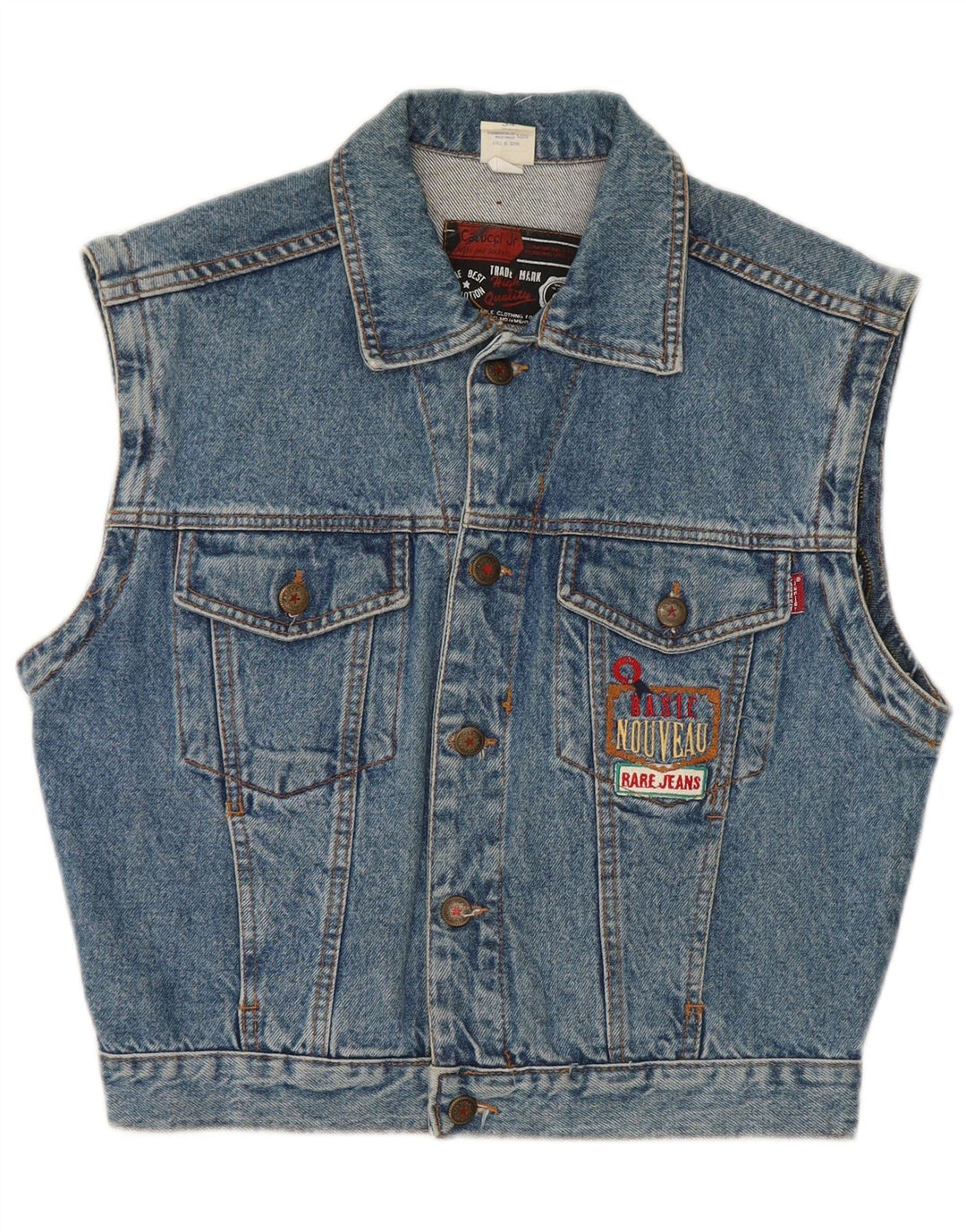 Casucci Womens Crop Oversized Denim Gilet IT 34 2XS Blue Cotton