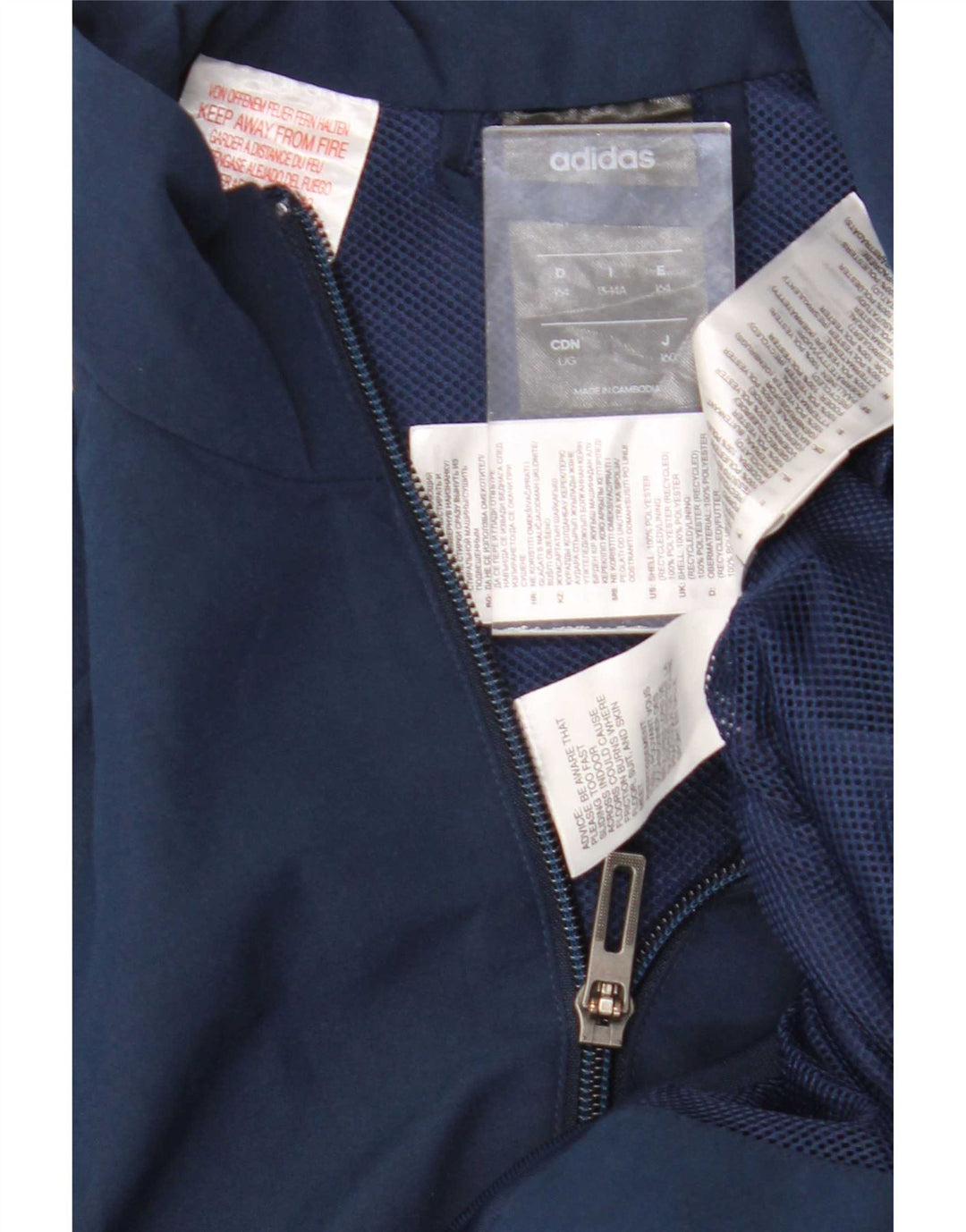 Adidas Boys Climalite Tracksuit Top Jacket 13-14 Years Navy Blue Polyester