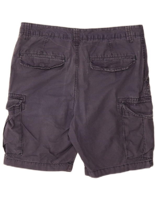 Marks & Spencer Mens Cargo Shorts W34 Large Navy Blue Cotton