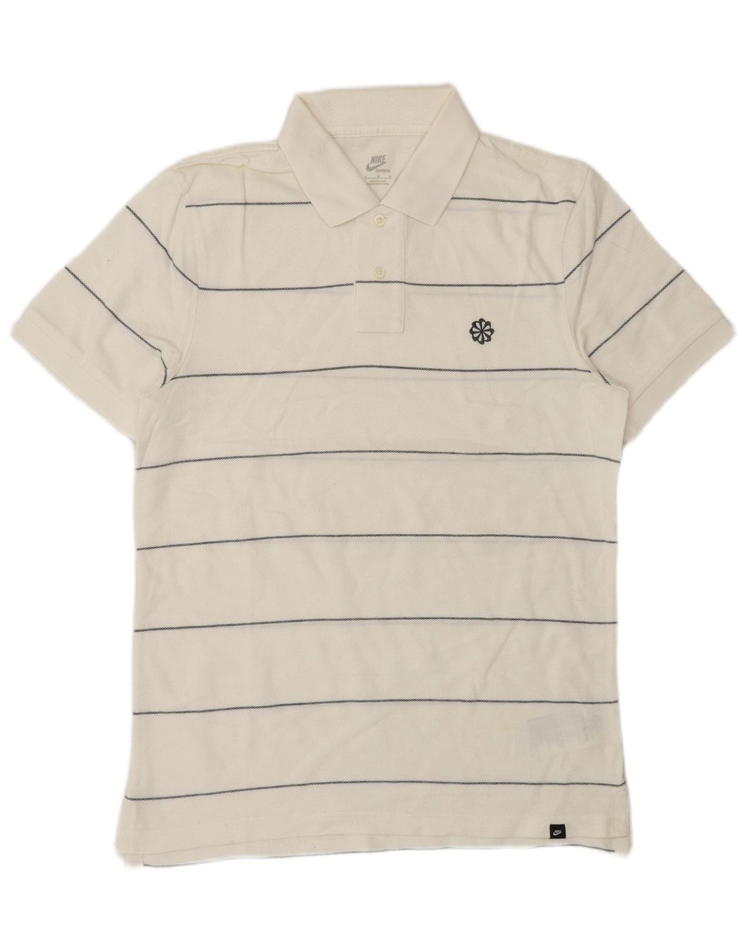 Nike Mens Polo Shirt Medium White Striped Cotton