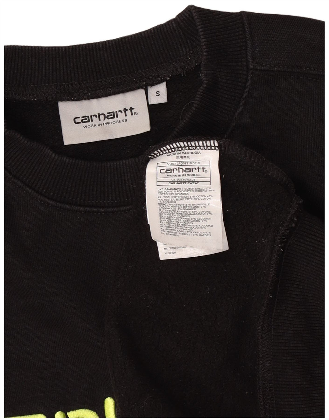 Carhartt Mens Graphic Sweatshirt Jumper Small Black Cotton