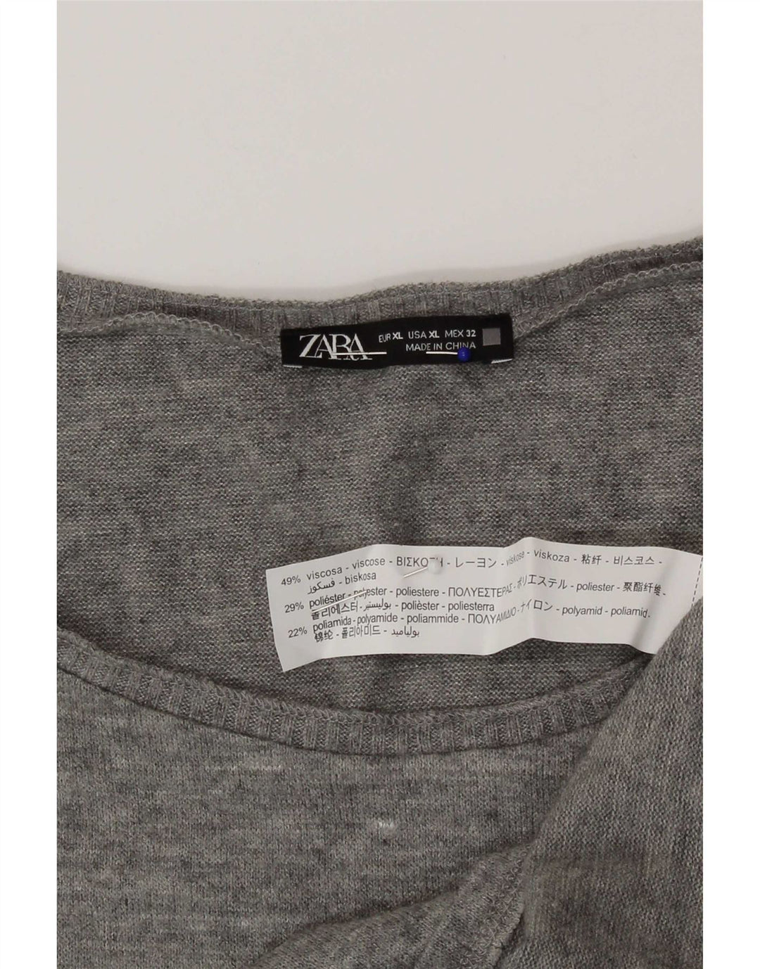 Zara Womens Vest Top UK 18 XL Grey Viscose