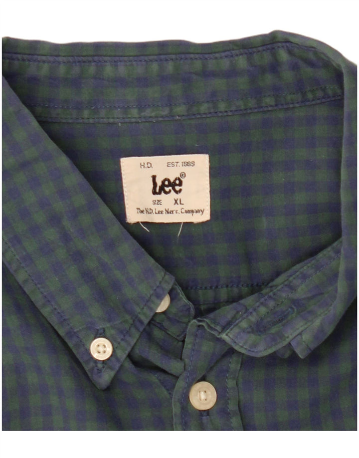 Lee Mens Checked  Classic Fit Shirt XL Green Gingham