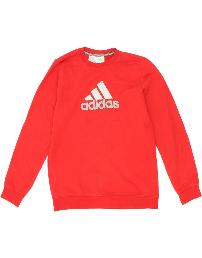 ADIDAS Boys Graphic Sweatshirt Jumper 15-16 Years Red Cotton Vintage Adidas and Second-Hand Adidas from Messina Hembry 