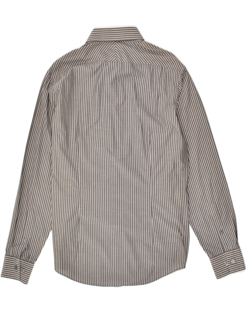 CALVIN KLEIN Mens Slim Fit Shirt Size 16 41 Large Grey Striped Cotton | Vintage Calvin Klein | Thrift | Second-Hand Calvin Klein | Used Clothing | Messina Hembry 