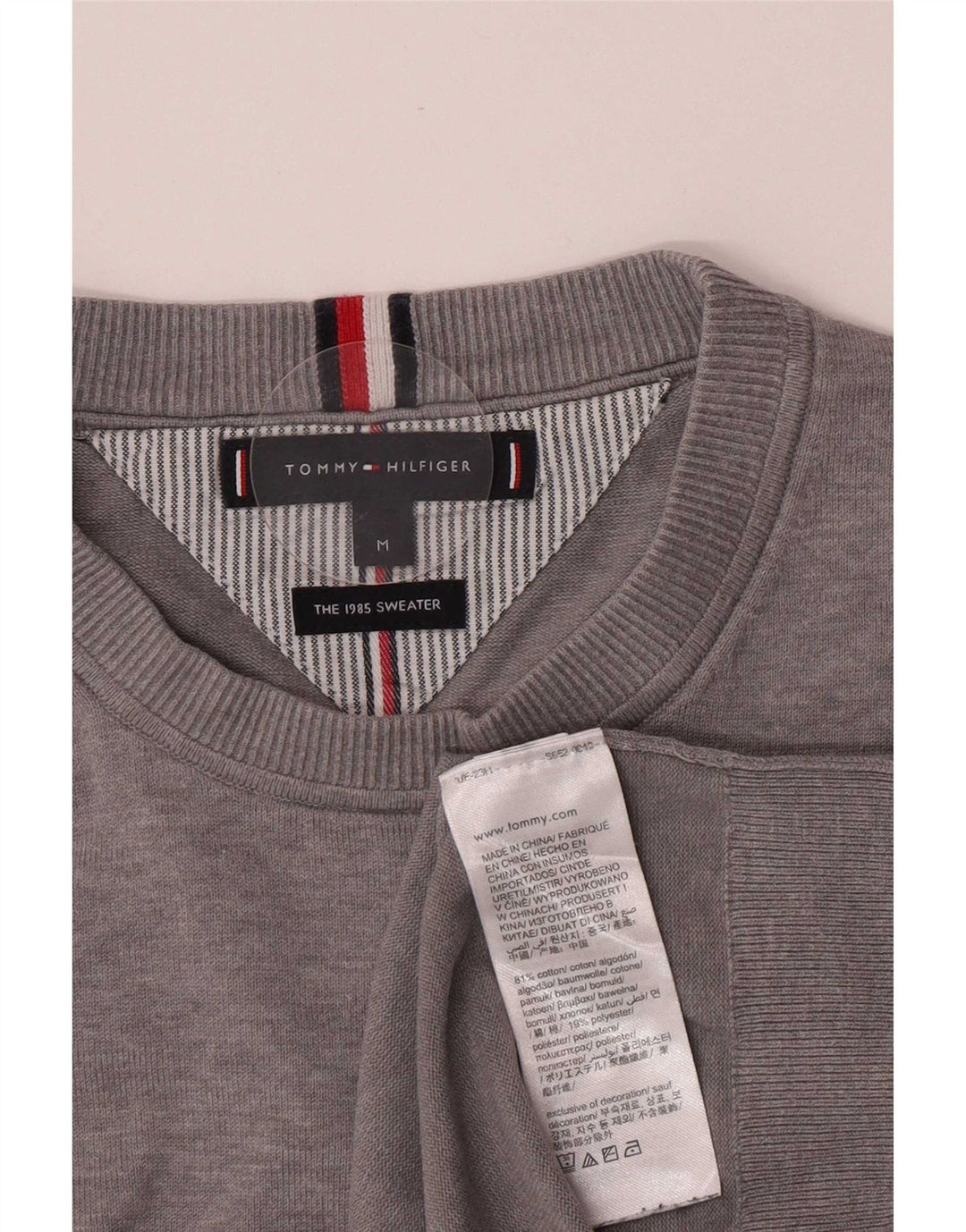 Tommy Hilfiger Mens Crew Neck Jumper Sweater Medium Grey Cotton