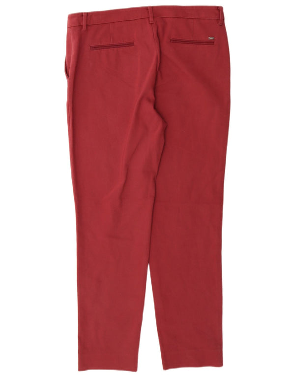 Tommy Hilfiger Womens Slim Chino Trousers US 10 Large W30 L28 Burgundy