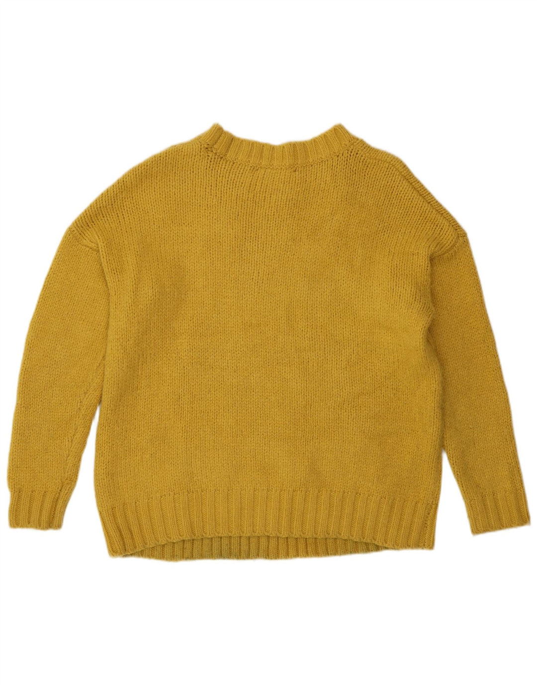 Marks & Spencer Womens Crew Neck Jumper Sweater UK 14 Medium Yellow Acrylic