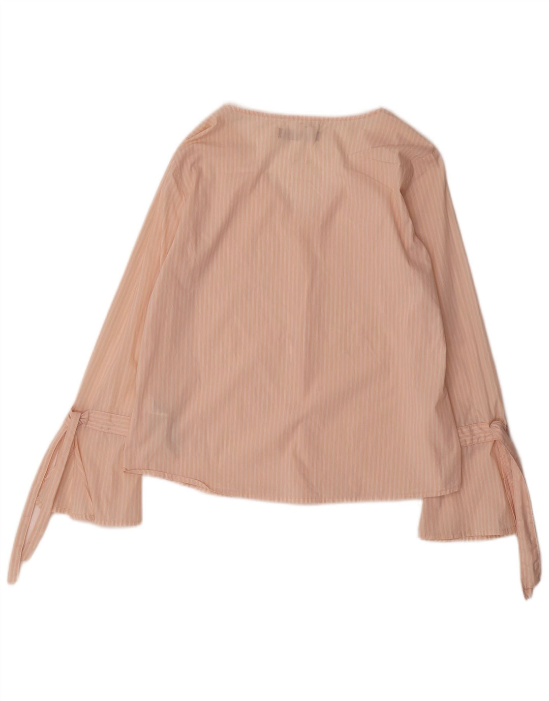 Marks & Spencer Womens Long Sleeve Blouse Top UK 8 Small Pink Pinstripe