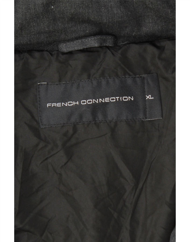 French Connection Mens Hooded Padded Jacket UK 42 XL Black Wool