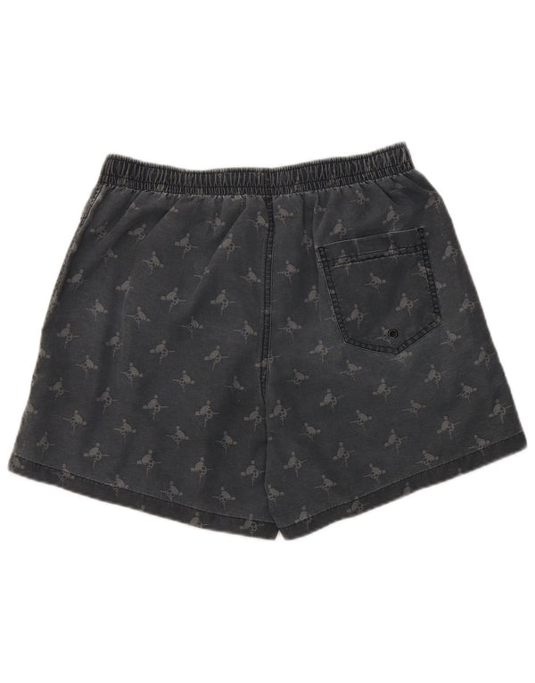 Zara Mens Abstract Pattern Swimming Shorts Medium Grey Nylon