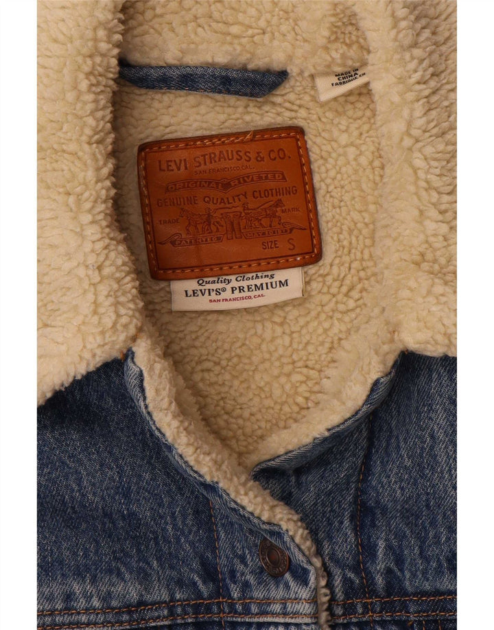 Levi's Womens Oversized Denim Sherpa Jacket UK 10 Small Blue Cotton