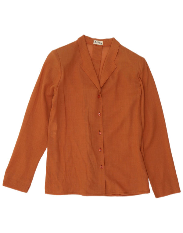 Vintage Womens Shirt Blouse IT 46 Large Brown Virgin Wool