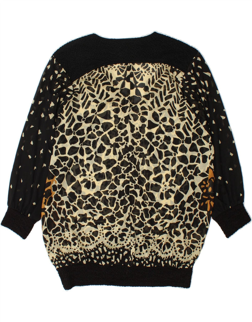 DOUCEL Womens Oversized See Through Blouse Top EU 44 XL Black Floral Vintage Doucel and Second-Hand Doucel from Messina Hembry 