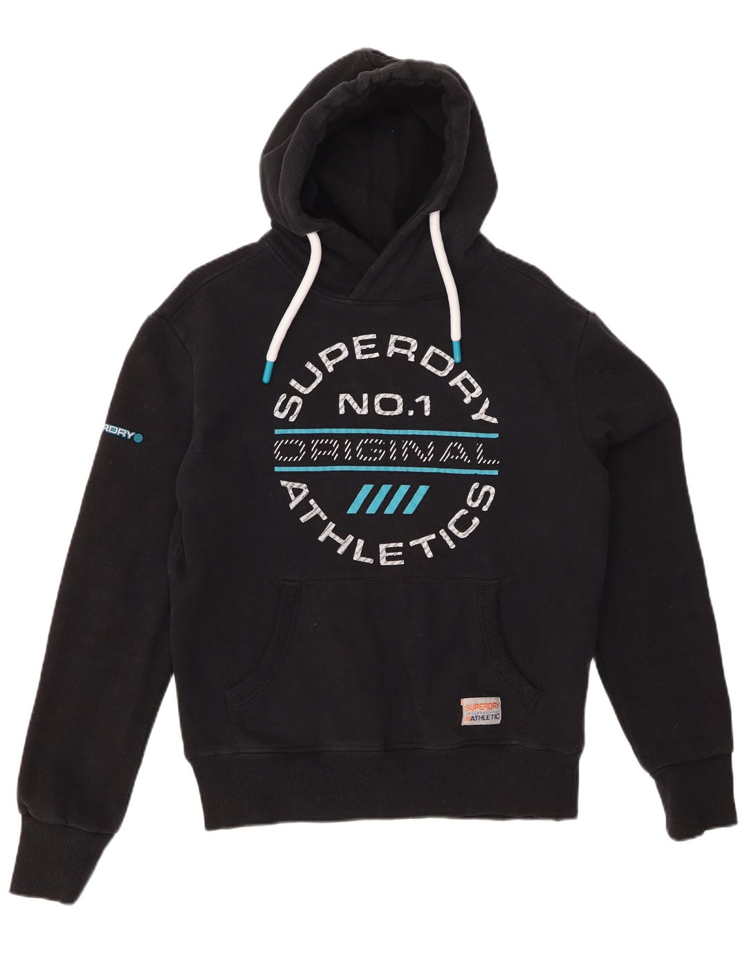 SUPERDRY Mens Graphic Hoodie Jumper Small Black Cotton