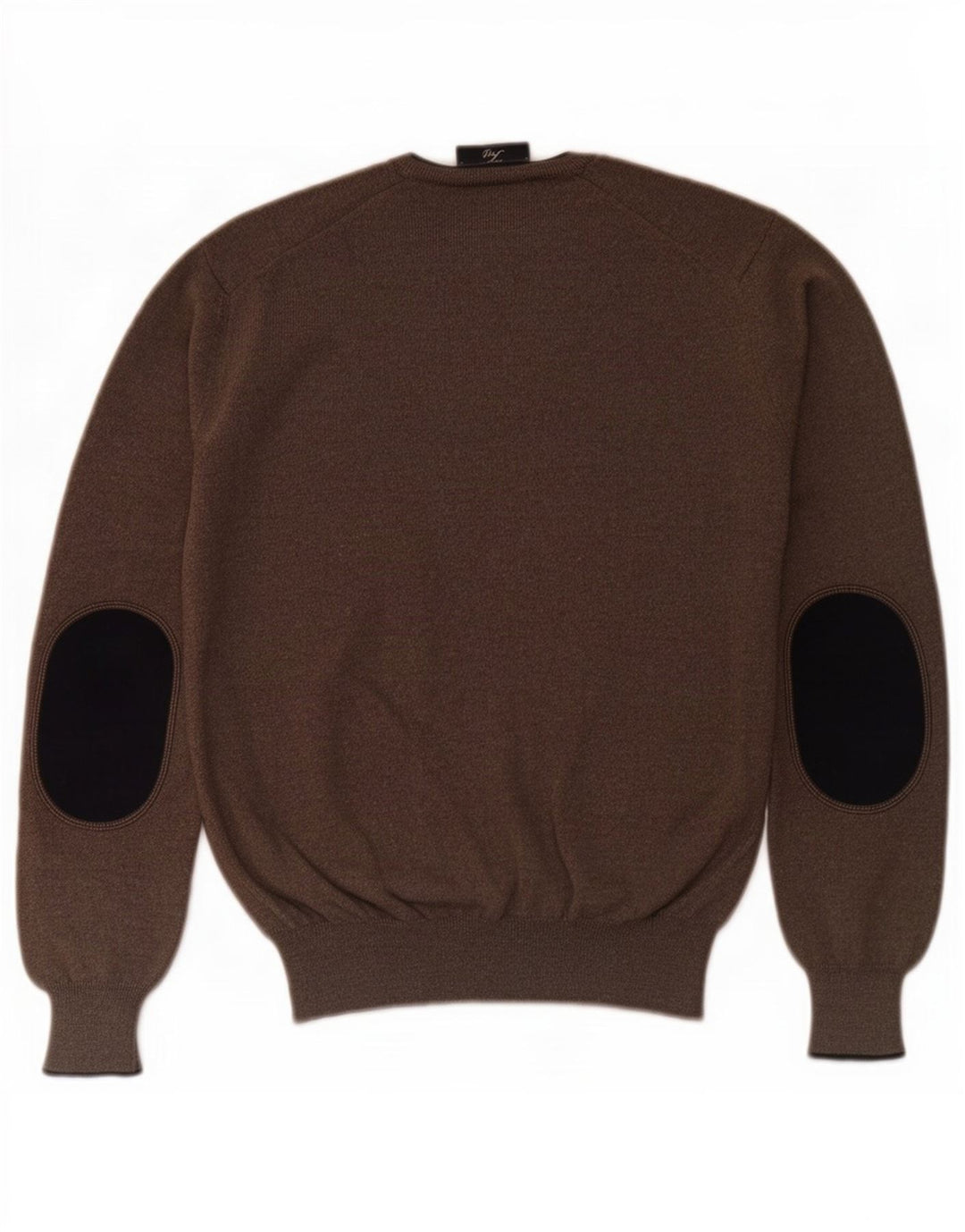 Fay Mens V-Neck Jumper Sweater IT 46 Small Brown Virgin Wool