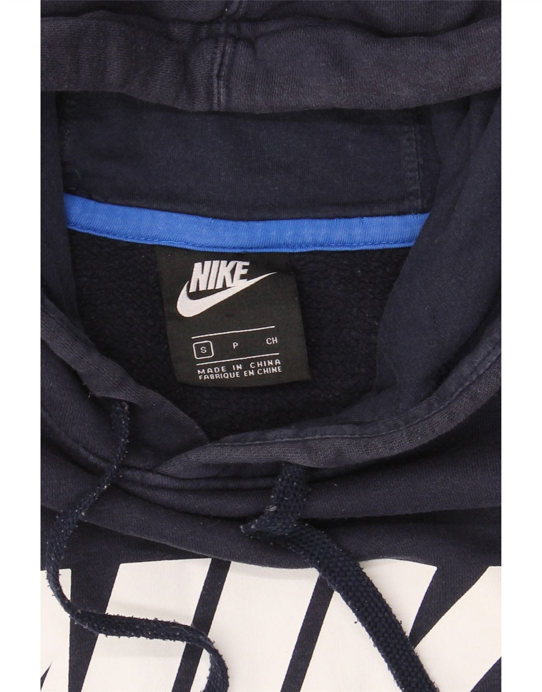 NIKE Mens Graphic Hoodie Jumper Small Navy Blue Cotton Vintage Nike and Second-Hand Nike from Messina Hembry 