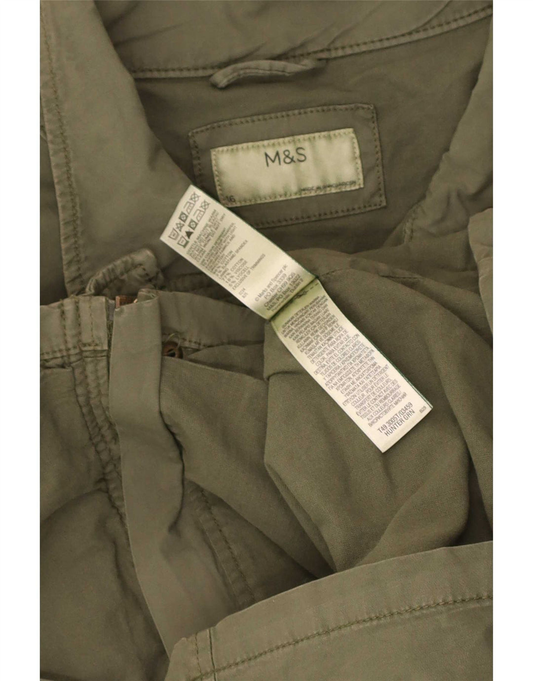 Marks & Spencer Womens Oversized Utility Jacket UK 16 Large Khaki Cotton