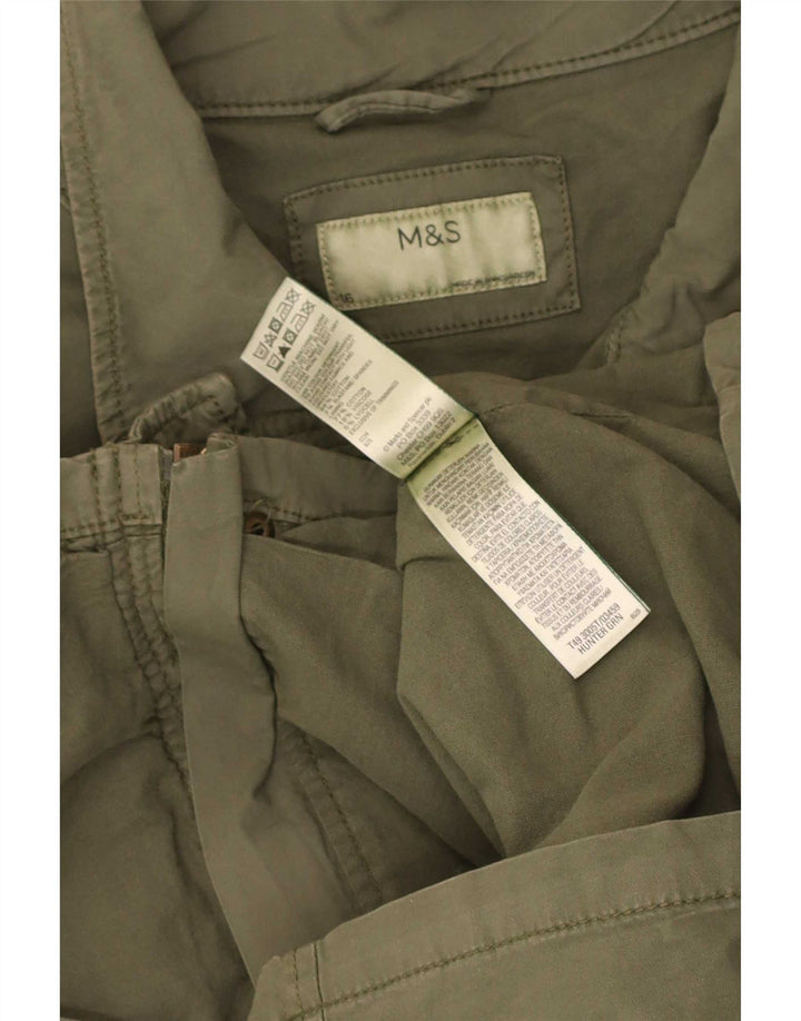Marks & Spencer Womens Oversized Utility Jacket UK 16 Large Khaki Cotton