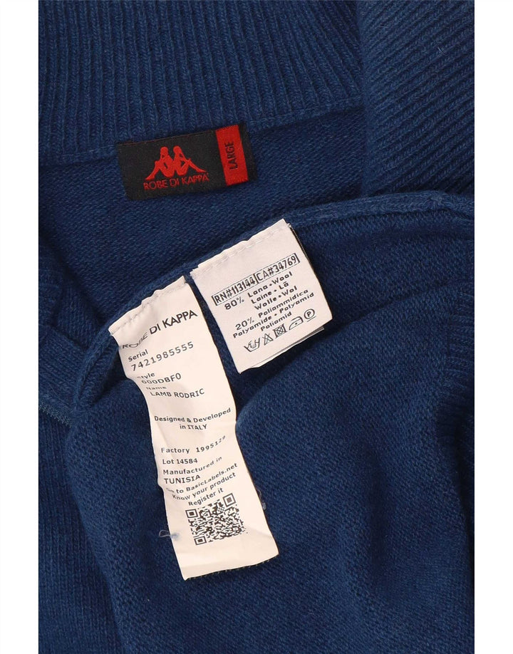 Kappa Mens Zip Neck Jumper Sweater Large Navy Blue Wool