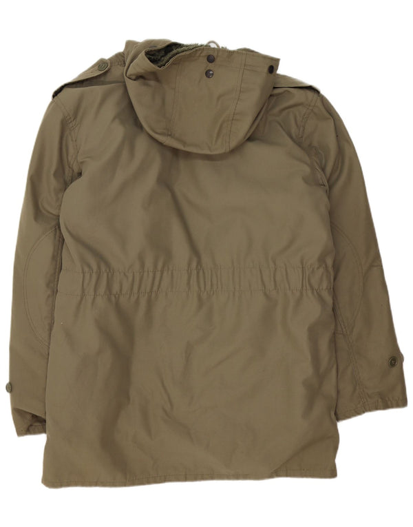 Vintage Mens Military Hooded Sherpa Parka Jacket UK 38 Medium Khaki