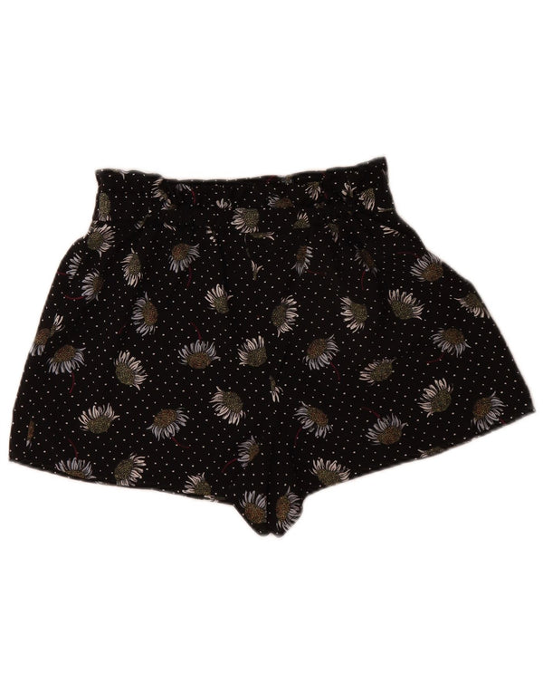 Topshop Womens Casual Shorts UK 10 Small W26  Black Floral Polyester