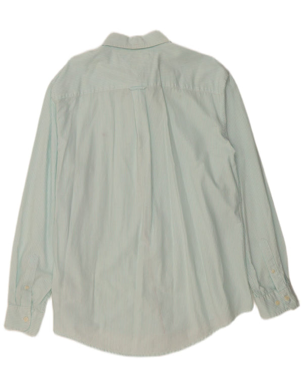 TOMMY HILFIGER Mens Shirt XL Turquoise Pinstripe Cotton