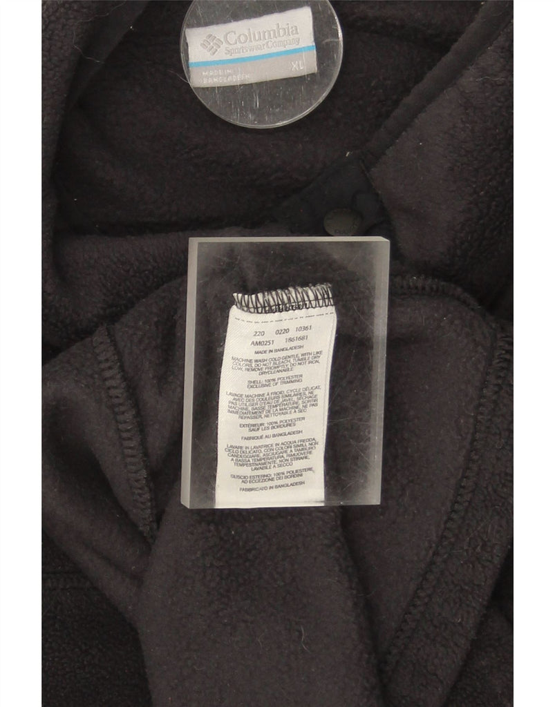COLUMBIA Mens Button Neck Fleece Jumper XL Black Polyester Vintage Columbia and Second-Hand Columbia from Messina Hembry 