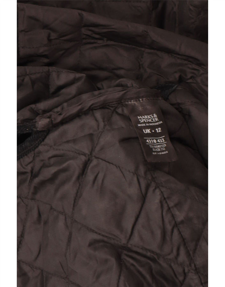 Marks & Spencer Womens Quilted Coat UK 12 Medium Black Polyamide