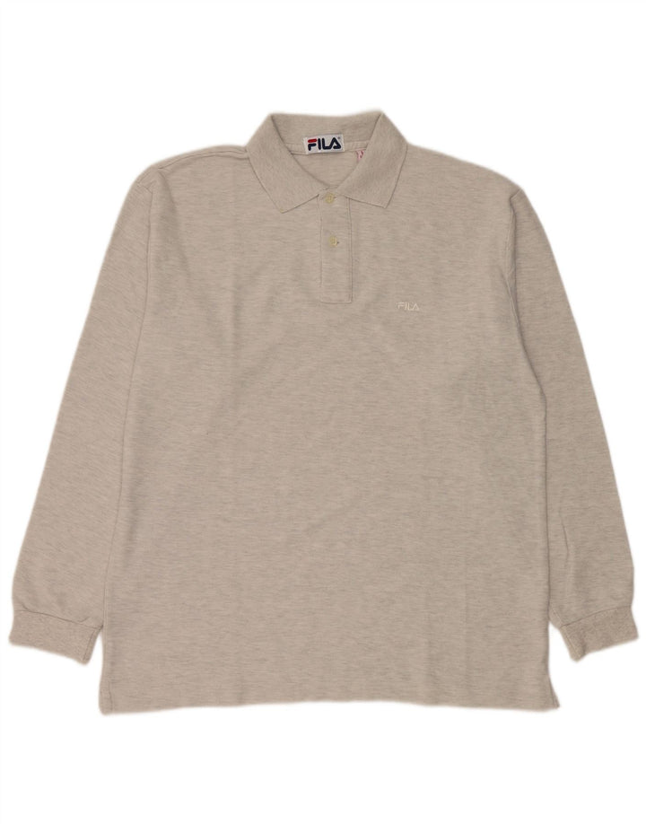 Fila Mens Long Sleeve Polo Shirt IT 52 Large Grey Cotton
