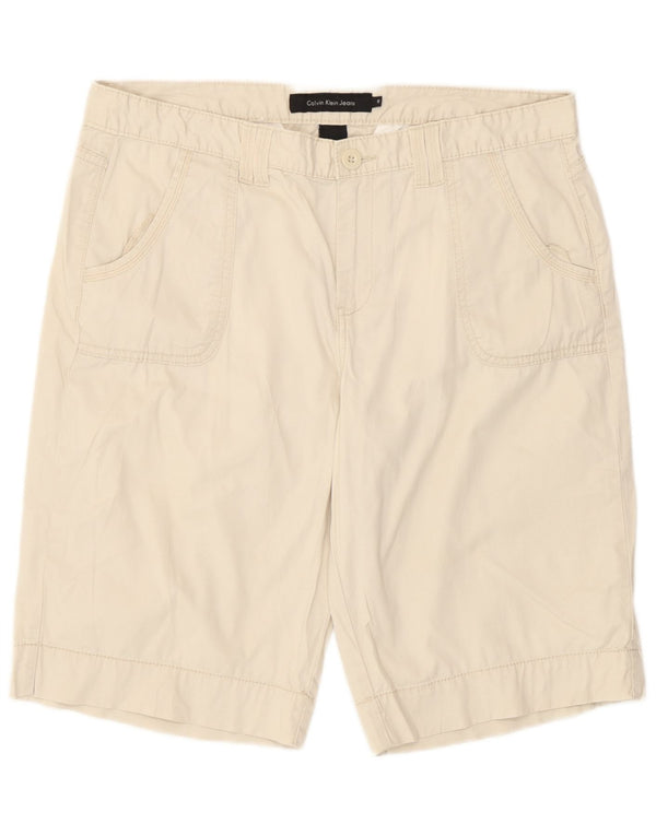 Calvin Klein Womens Casual Shorts US 12 Large W34 Beige Cotton