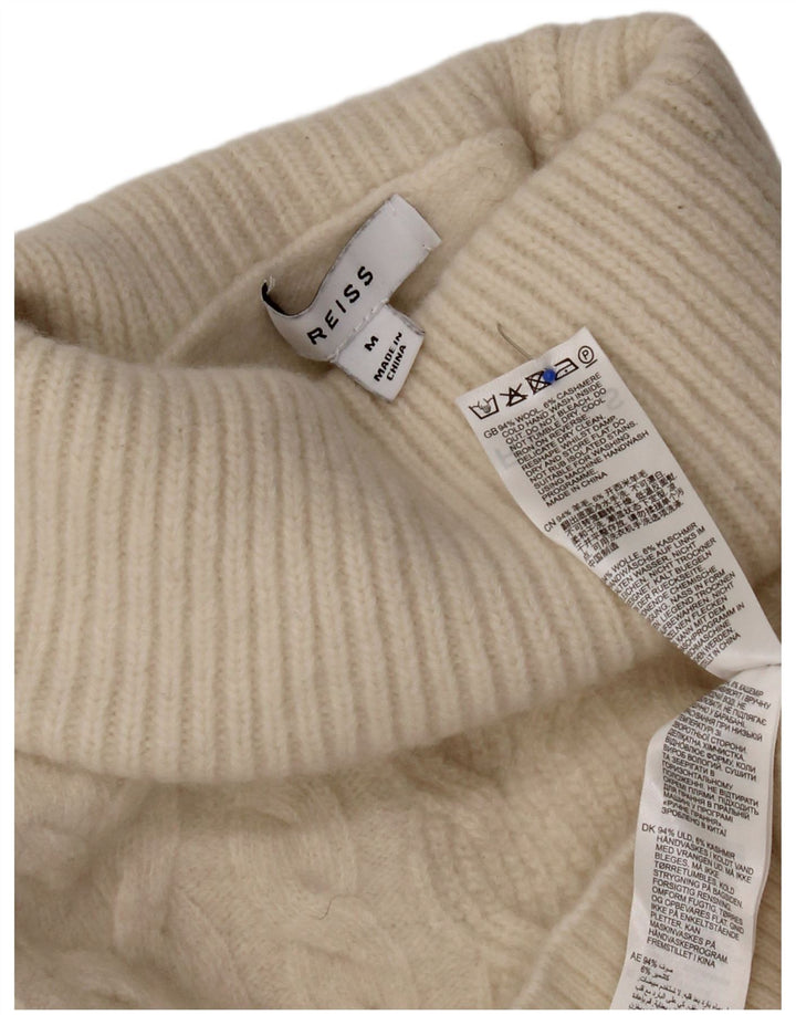 Reiss Womens Roll Neck Jumper Sweater UK 14 Medium Off White Wool
