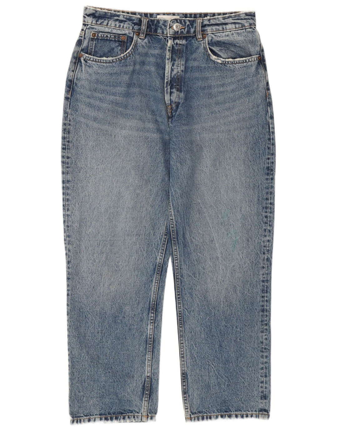 Zara Womens Crop High Waist Jeans EU 44 XL W34 L26 Blue Cotton