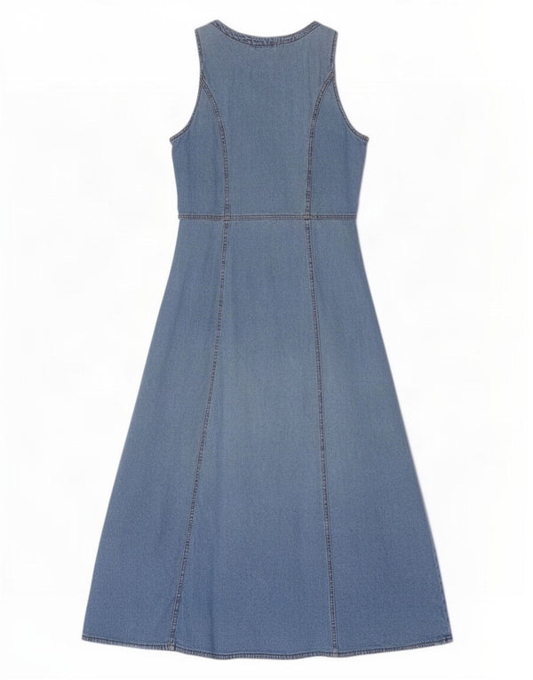Swish Womens Sleeveless Denim Dress UK 12 Medium Blue