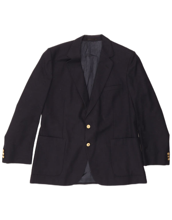 Aquascutum Mens 2 Button Blazer Jacket IT 46 Small Navy Blue Wool