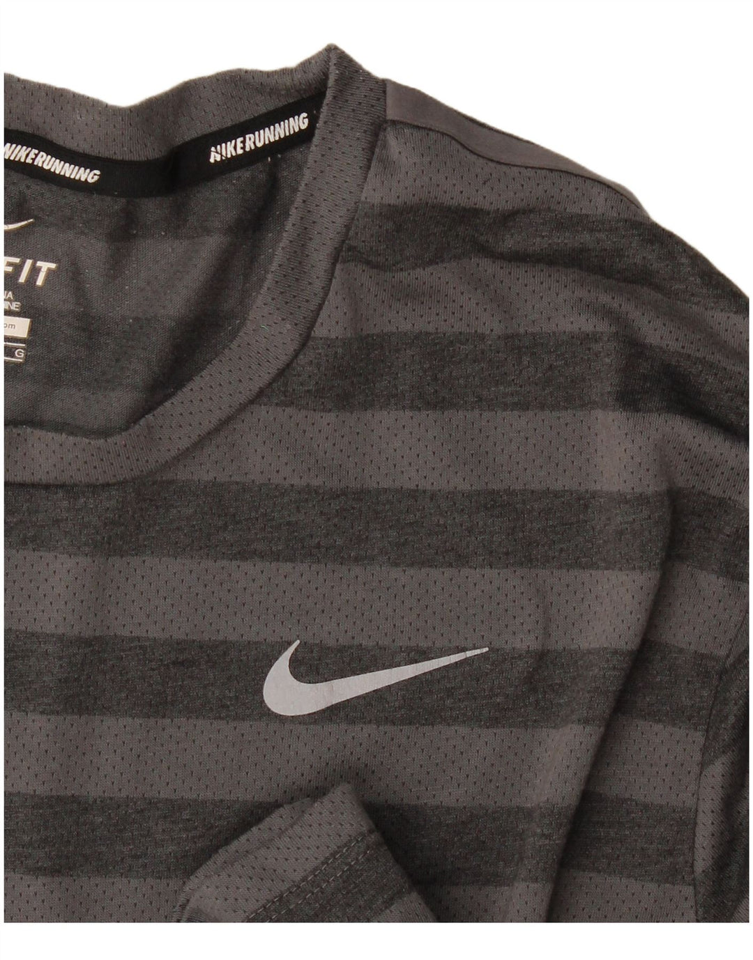 Nike Mens Dri Fit T-Shirt Top Large Grey Striped Polyester
