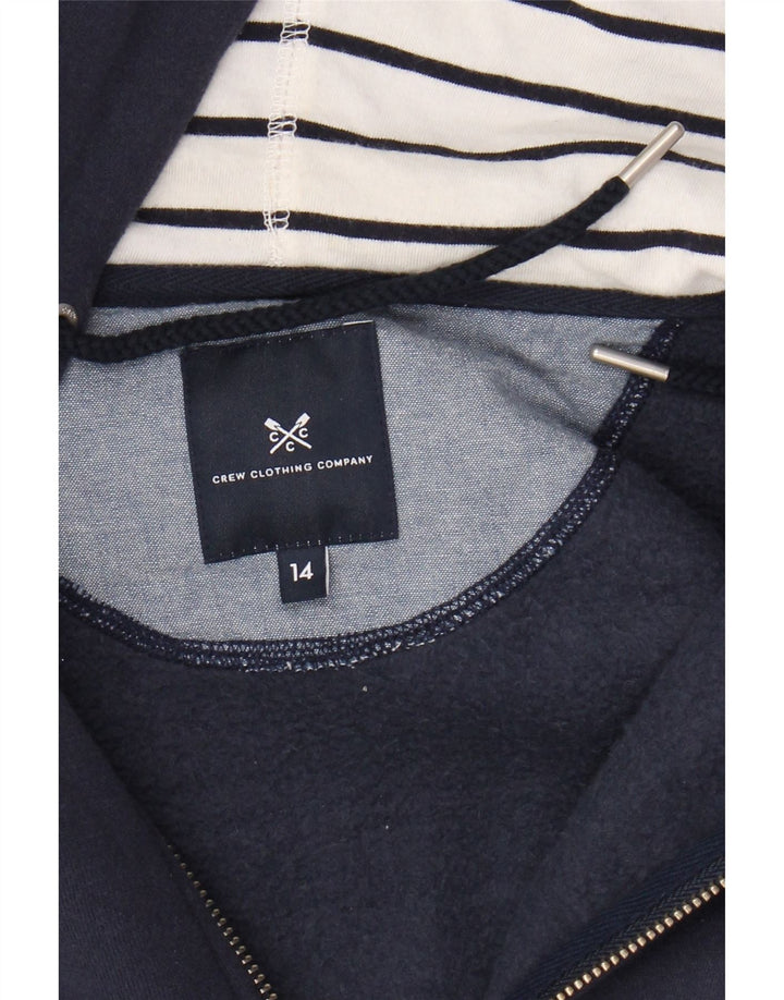 CREW CLOTHING Womens Zip Hoodie Sweater UK 14 Medium Navy Blue Cotton