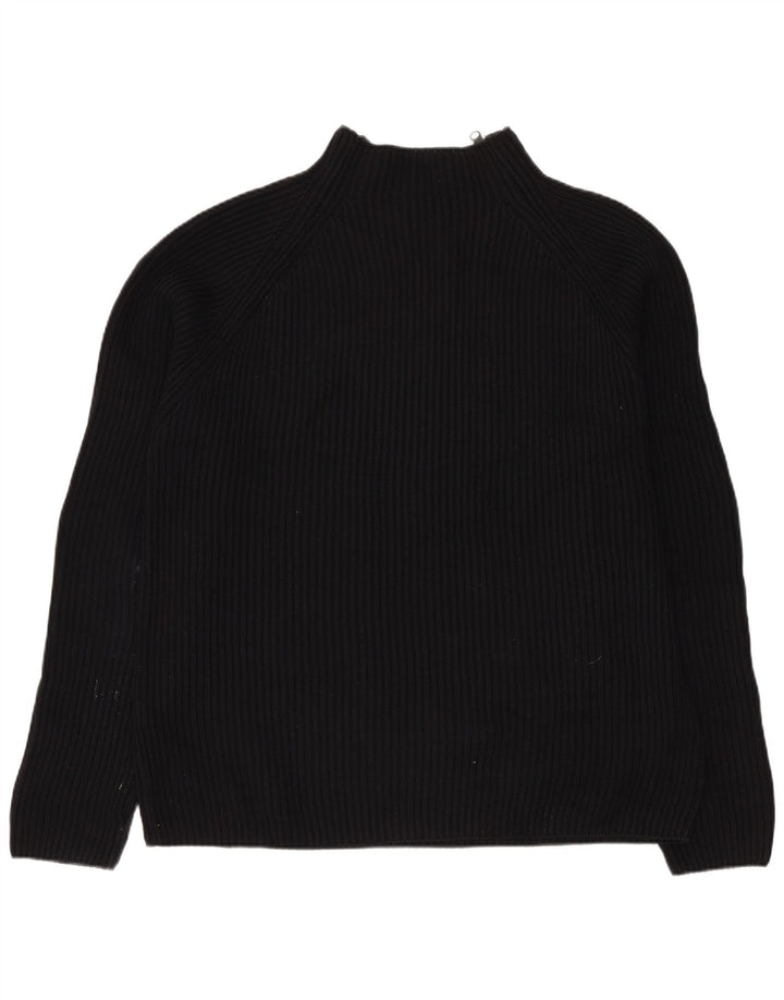 Zara Mens Zip Neck Jumper Sweater Large Black Cotton