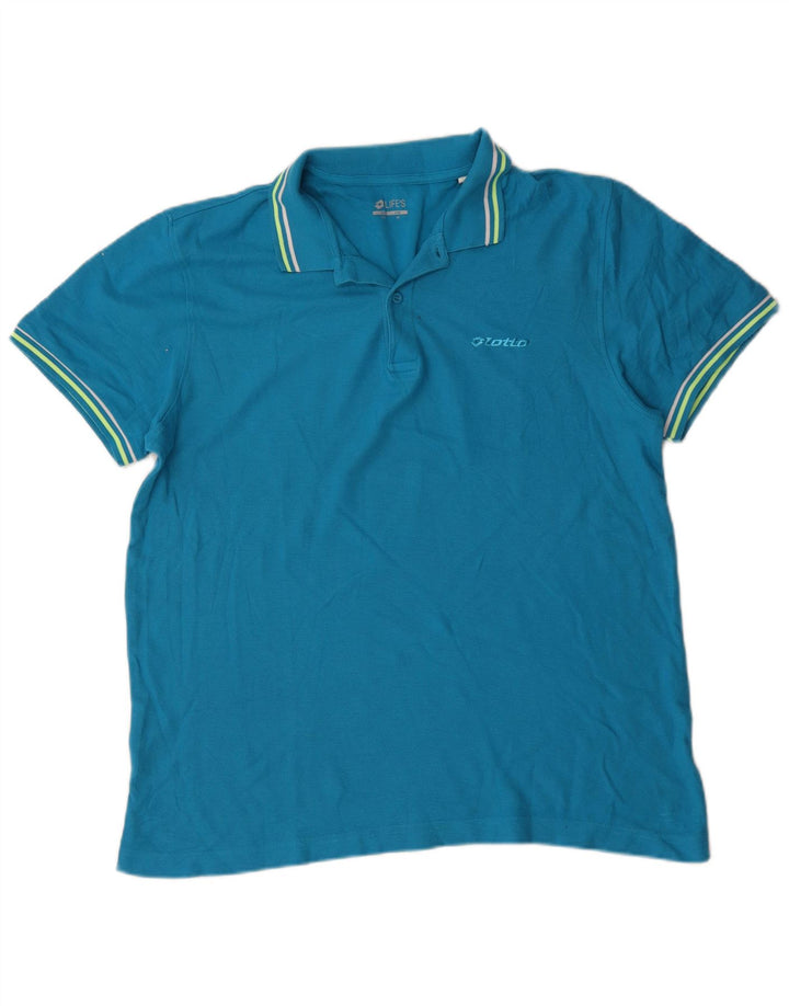 Lotto Mens Polo Shirt XL Blue Cotton