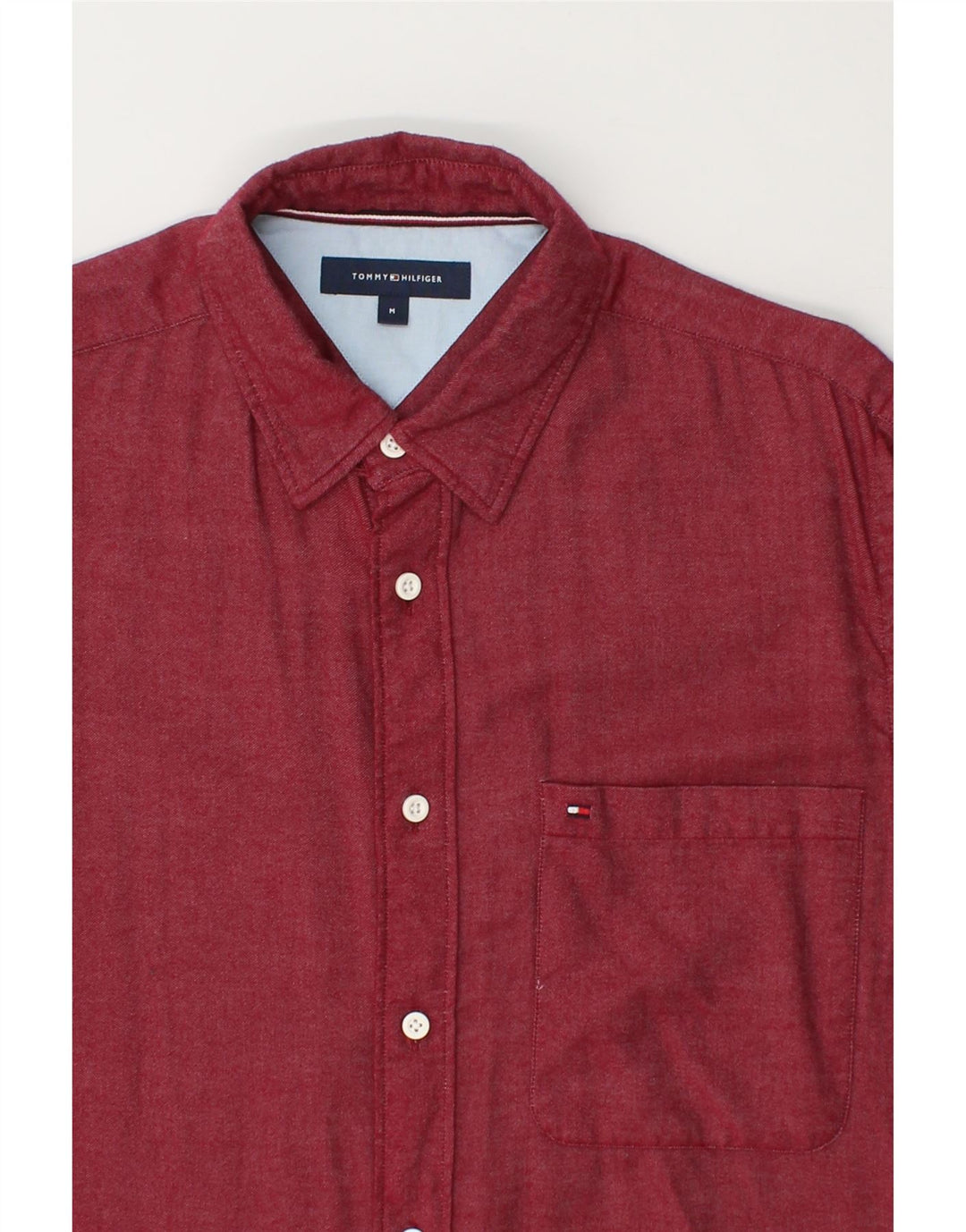 TOMMY HILFIGER Mens Shirt Medium Red Cotton Vintage Tommy Hilfiger and Second-Hand Tommy Hilfiger from Messina Hembry 
