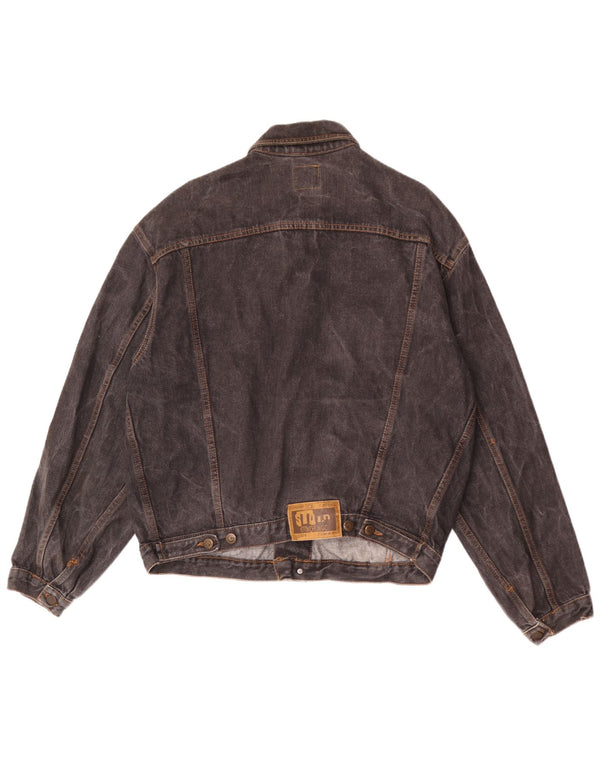 Vintage Mens Denim Jacket UK 40 Large Black Cotton