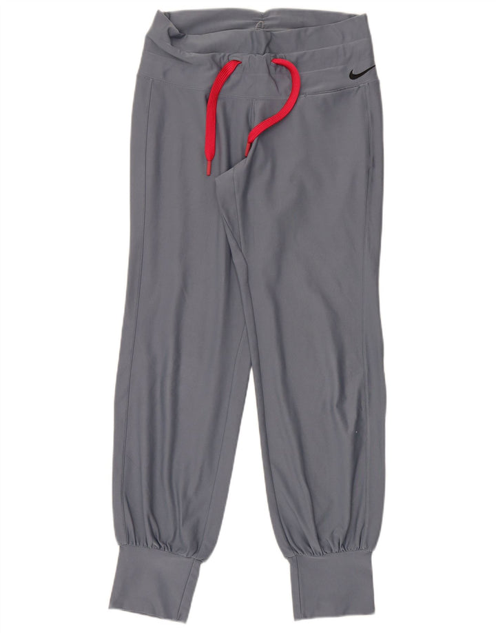 NIKE Womens Dri Fit Tracksuit Trousers Joggers UK 10 Small  Blue Polyester