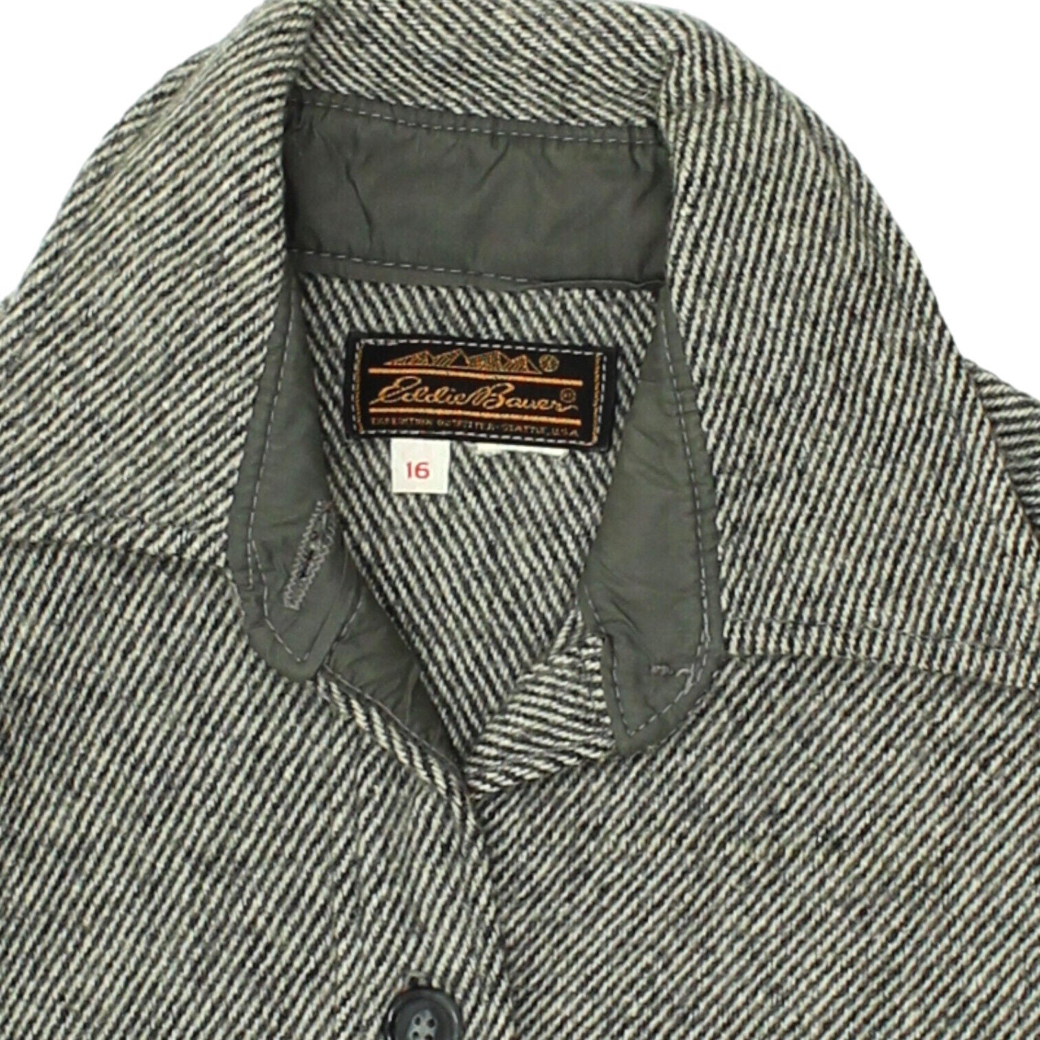 Eddie Bauer Womens Grey Wool Button Up Shirt Jacket Vintage High End Designer