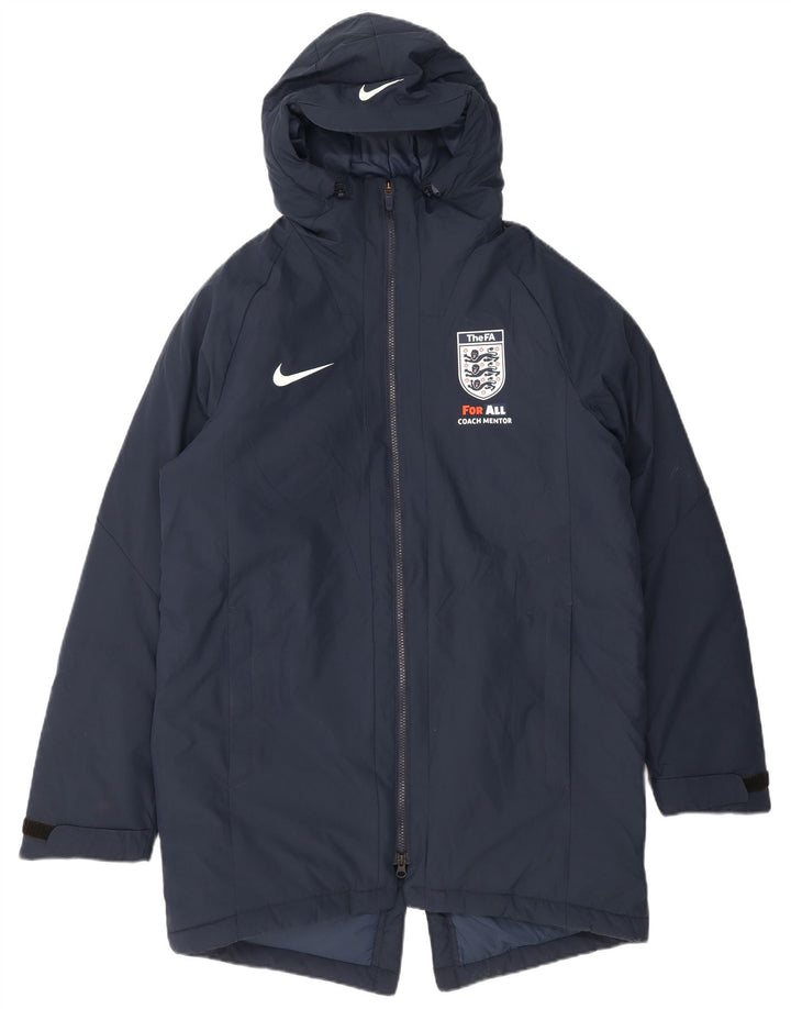 Nike Mens Hooded Parka Jacket UK 38 Medium Navy Blue Polyester