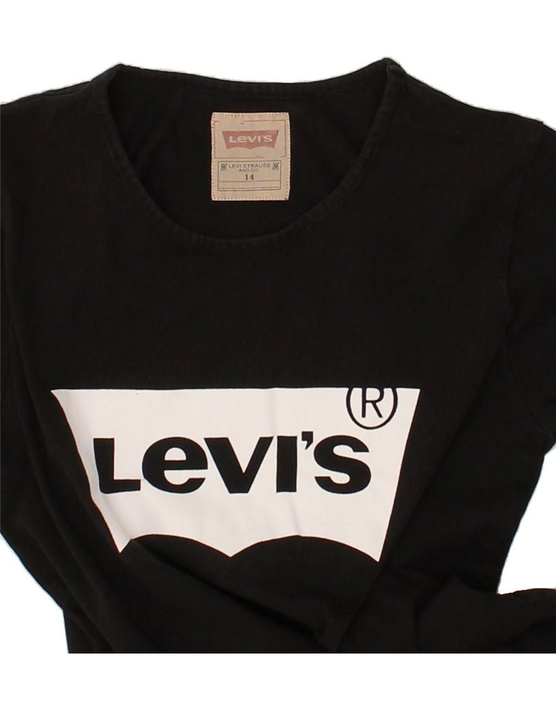 LEVI'S Girls Graphic T-Shirt Top 13-14 Years Black Cotton | Vintage Levi's | Thrift | Second-Hand Levi's | Used Clothing | Messina Hembry 